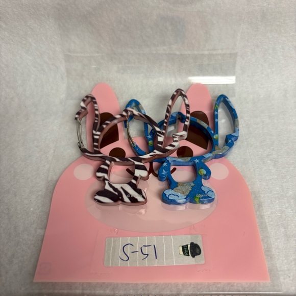 SOLD Set of 2 STITCH Carabiner Keychain Bag Charm Blue Brown Disney Japan - Picture 10 of 10